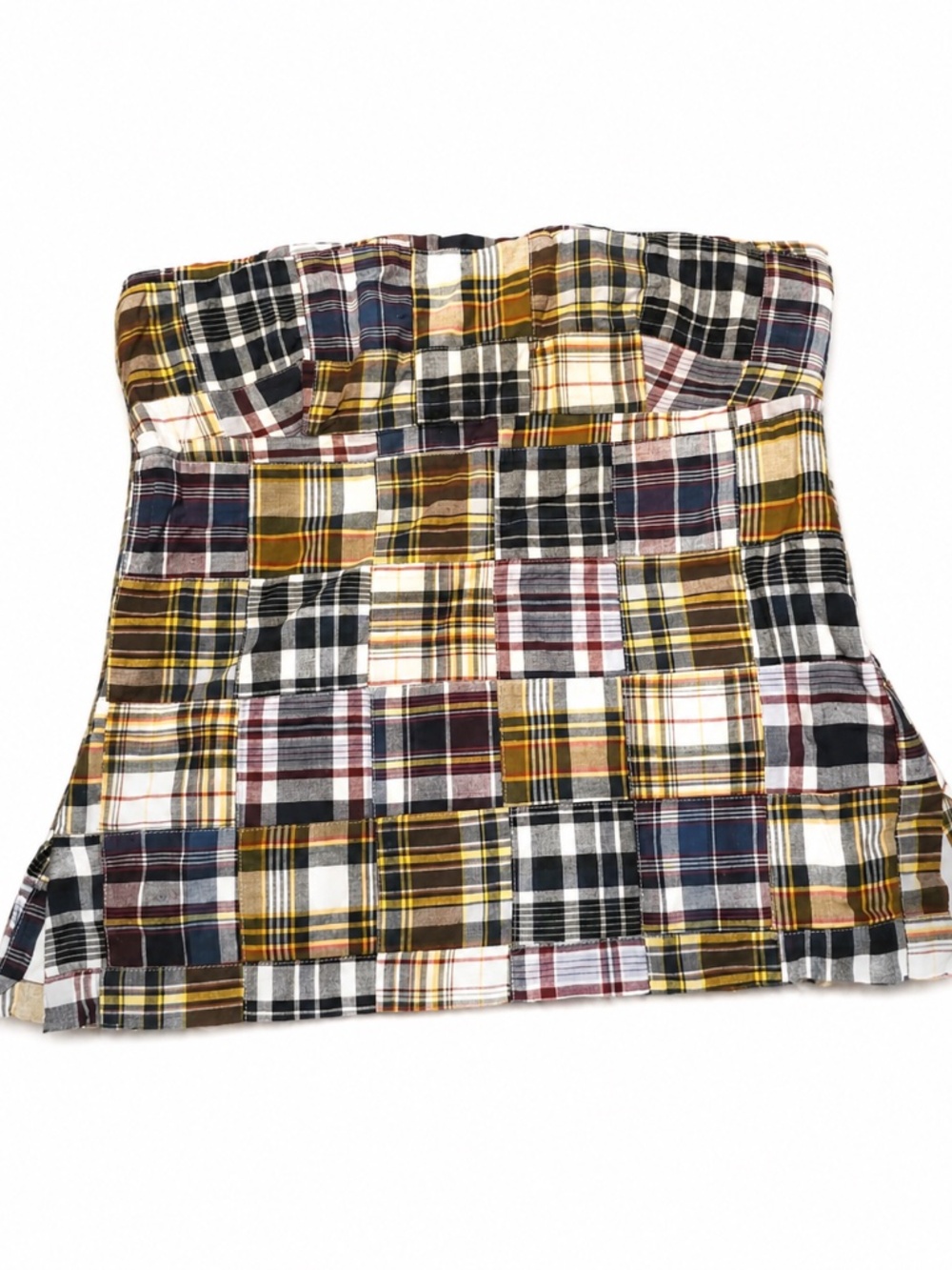 J. Crew Plaid Strapless Crop Top in Navy, Mustard, Burgundy, Black